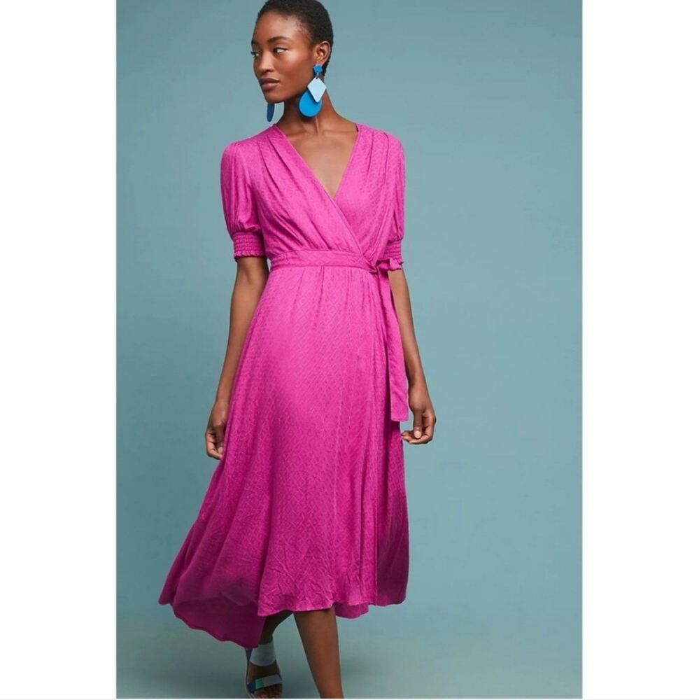 Anthropologie Pink Midi Dress
